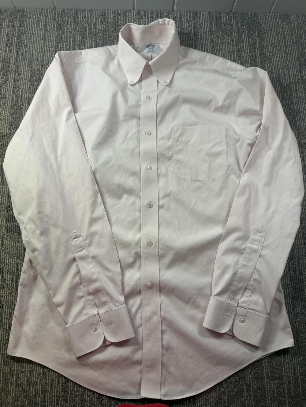 Brooks Brothers Dress Shirt Mens 15.5 34/35 Pink Solid Regent Non Iron Supima LS
